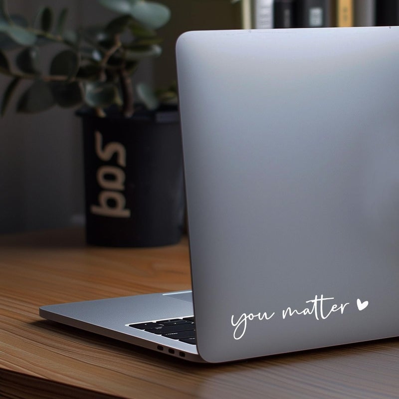 WCDHOR 2 x You Matter Rearview Mirror Decal Water Bottle Stickers Affirmation Reminder Sticker Laptop Bumper Sticker Tumbler Vinyl Sticker Car Mirror Decal New Car Decor(You Matter, White) - Image 4